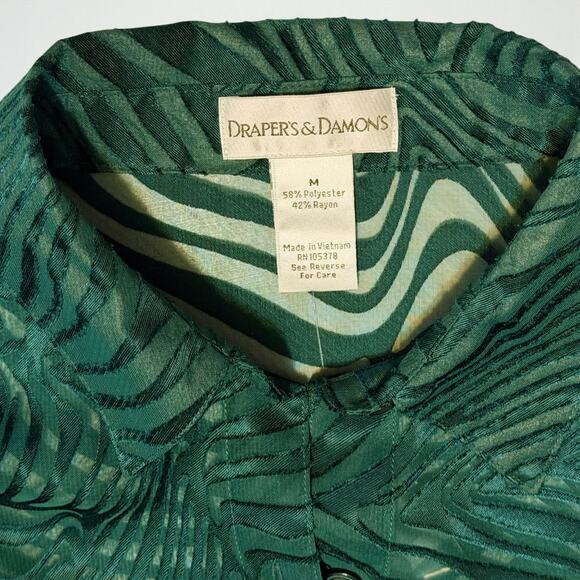 Draper’s & Damon’s 3 Piece Set Green Blouse Tank & Pants Size M Easy Wear Outfit - Picture 11 of 11